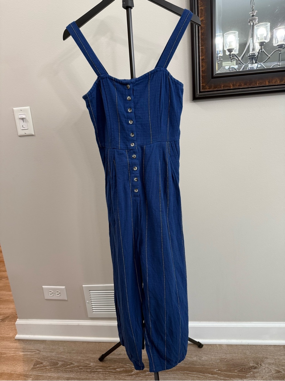 Billabong Indigo Button-Front Wide-Leg Jumpsuit